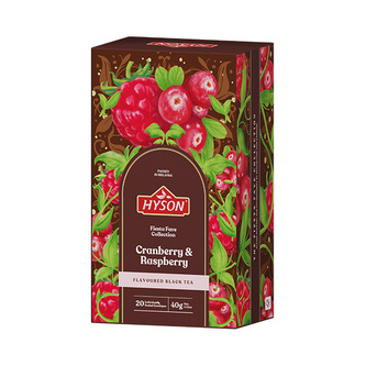 Černý aromatizovaný čaj Hyson Cranberry & Raspberry (20 sáčků) 40 g
