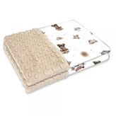 Oboustranná deka, Bavlna/Minky 100 x 75 cm, Méďa pilot - bílá, béžová