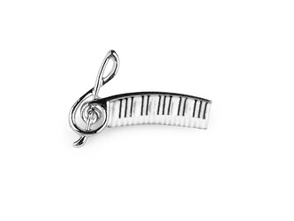 Brož hudební - 1 ks - 1 stříbrná klaviatura