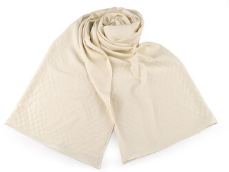 Letní šátek, šála krešovaná - 1 ks - 2 (53x177cm) krémová světlá