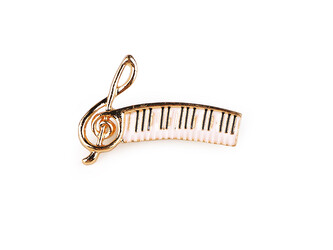 Brož hudební - 1 ks - 2 zlatá sv. klaviatura