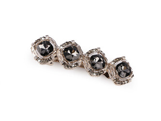 Francouzská spona do vlasů s broušenými kamínky - 1 ks - black diamond