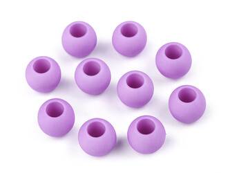 Plastové korálky matné s velkým průvlekem 10x12 mm - 100 ks - 27 (22) fialová sv.