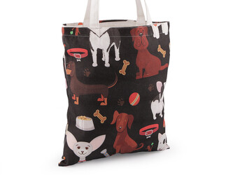 Textilní taška bavlněná pes, kočka 34x39 cm - 1 ks - 4 hnědočerná pejsek