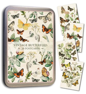 Pohlednice v plechové dóze Vintage Butterflies