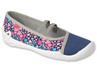 116Y303 31 - dívčí balerínky Befado modré, srdíčka 116Y303_31