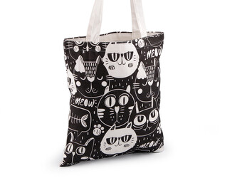 Textilní taška bavlněná pes, kočka 34x39 cm - 1 ks - 2 černá kočka