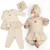 Luxusní bavlněná sada, 3D, NATURE - béžová; 62 (2-3m)