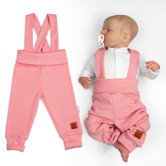 Rostoucí legíny se šlemi, žebrované s širokým pásem  - meruňkové, 68/74; 68/74 (6-9m)