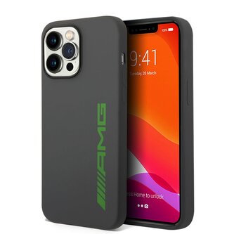 AMG Liquid Silicone Green Logo Zadní Kryt pro iPhone 14 Pro Grey