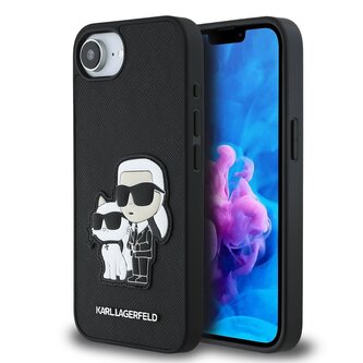 Karl Lagerfeld PU Saffiano Karl and Choupette Zadní Kryt pro iPhone 16e Black Karl Lagerfeld PU Saffiano Karl and Choupette Zadní Kryt pro iPhone 16e Black