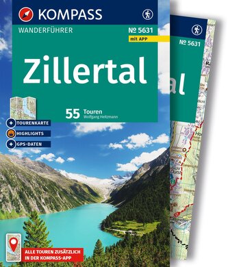 KOMPASS Wanderführer Zillertal, 55 Touren mit Extra-Tourenkarte