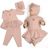 Luxusní bavlněná sada, 3D, NATURE - pudrově růžová; 62 (2-3m)