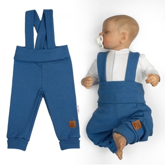 Rostoucí legíny se šlemi, žebrované s širokým pásem  - modré, 80/86; 80/86 (12-18m)