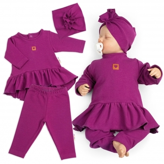 Luxusní bavlněná sada, 3D, NATURE - purpurová; 62 (2-3m)