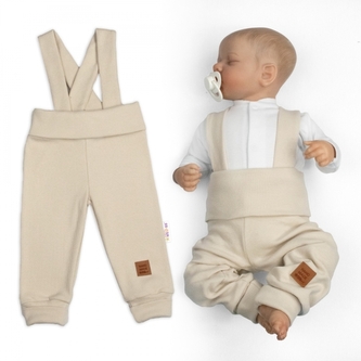 Rostoucí legíny se šlemi, žebrované s širokým pásem  - béžové, 80/86; 80/86 (12-18m)