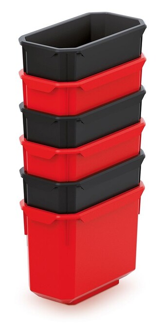 Sada úložných boxů 6 ks XEBLOCCK 14 x 7,5 x 28 cm černo-červená