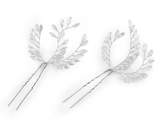 Vlásenka větvička s broušenými korálky - 2 ks - crystal