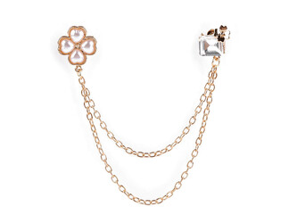 Brož / spona dragoun s broušenými kamínky čtyřlístek - 1 ks - 2 růžové zlato