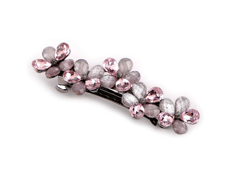 Francouzská spona do vlasů květ - 1 ks - 1 pudrová