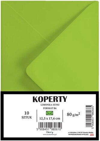 Koperty B6 limonka 10szt