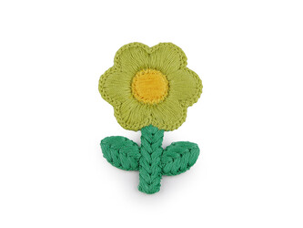 Vyšívaný květ 3,8 x 6 cm - 10 ks - 4 zelená sv.