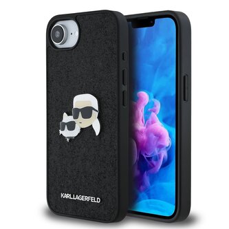 Karl Lagerfeld Fixed Glitter Metal K&CH Zadní Kryt pro iPhone 16e Black Karl Lagerfeld Fixed Glitter Metal K&CH Zadní Kryt pro iPhone 16e Black