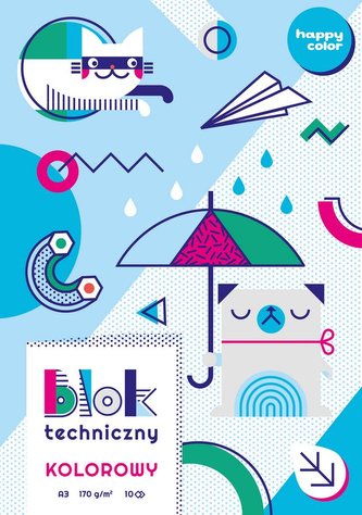 Blok techniczny kolor A3/10K 170g HAPPY COLOR