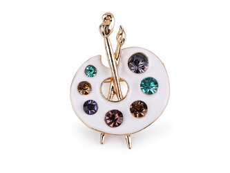 Brož malířská paleta, kočky v deštníku - 1 ks - 1 bílá