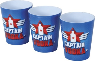 Plastové panáky na shot Captain Vodka, 3 ks
