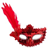 Carnival Toys Červená škraboška s peřím