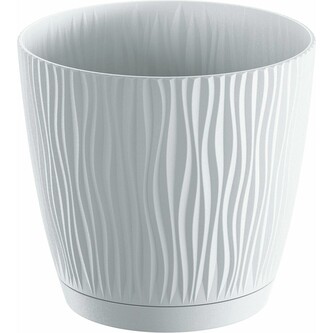 Květináč s miskou SANDY P - bílý 23,9 cm