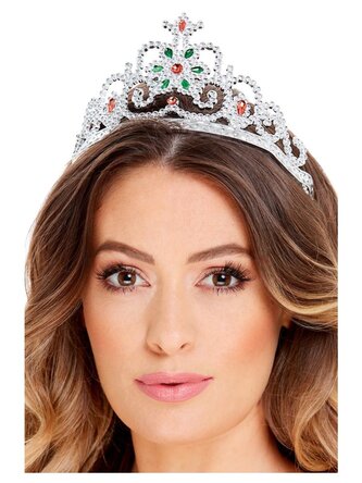 Smiffys Korunka stříbrná s kamínky
