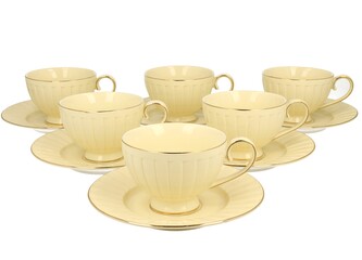 ECRU 6 filiżanek ze spodkami NINA