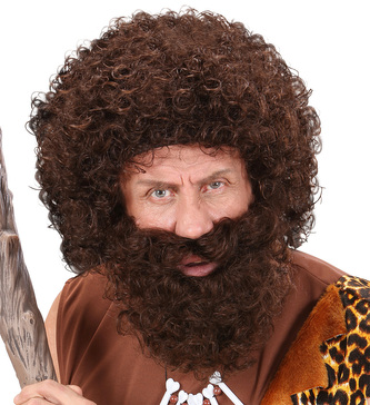 Widmann Paruka s vousy - hnědá kudrnatá