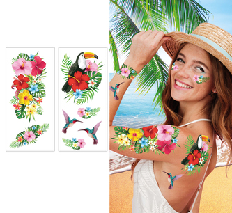 Fiestas Guirca Dočasné havajské tetování motiv tropy