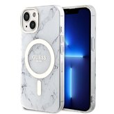 Guess IML Marble MagSafe Zadní Kryt pro iPhone 13 White