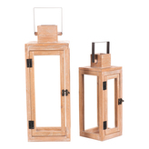 Lucerna dřevěná - čtyřboká, cena za sadu 2 ks