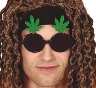 Fiestas Guirca Černé brýle s listy marihuany
