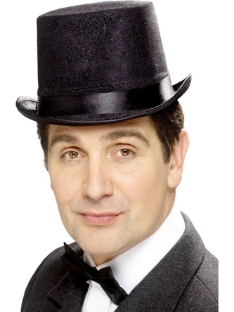 Smiffys Černý cylindr se stužkou