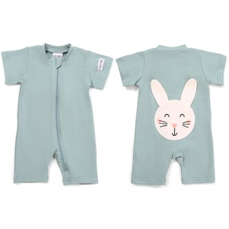 Moniel Dětský overal s krátkým rukávem Králík Pastel mintová