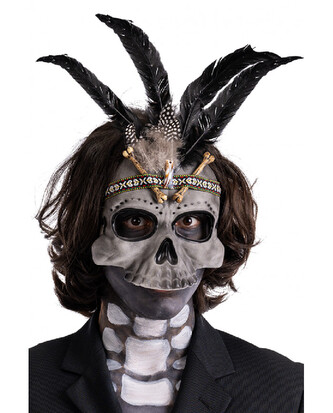 Carnival Toys Plastová voodoo maska lebka s čelenkou