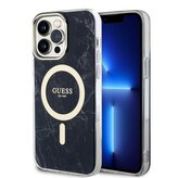 Guess IML Marble MagSafe Zadní Kryt pro iPhone 13 Pro Max Black