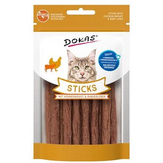 Dokas Tyčinky kuřecí prsa a hovězí játra pro kočky 30 g