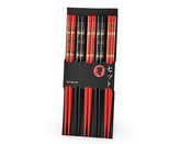 Čínské jídelní hůlky Japonský vějíř 5ks dřevo kulaté 22,5 cm