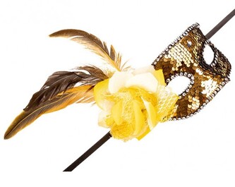 Carnival Toys Zlatá škraboška se žlutou růží