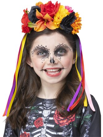 Smiffys Barevná květinová čelenka se stužkami