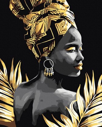 Malowanie po numerach + złota farba - Złoty duch..