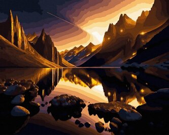 Malowanie po numerach + złota farba - Świetlna...