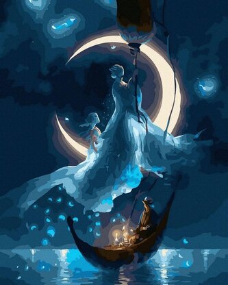 Malowanie po numerach czarne płótno - Księżycowa..